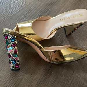 Bejeweled open toe rhinestone heels